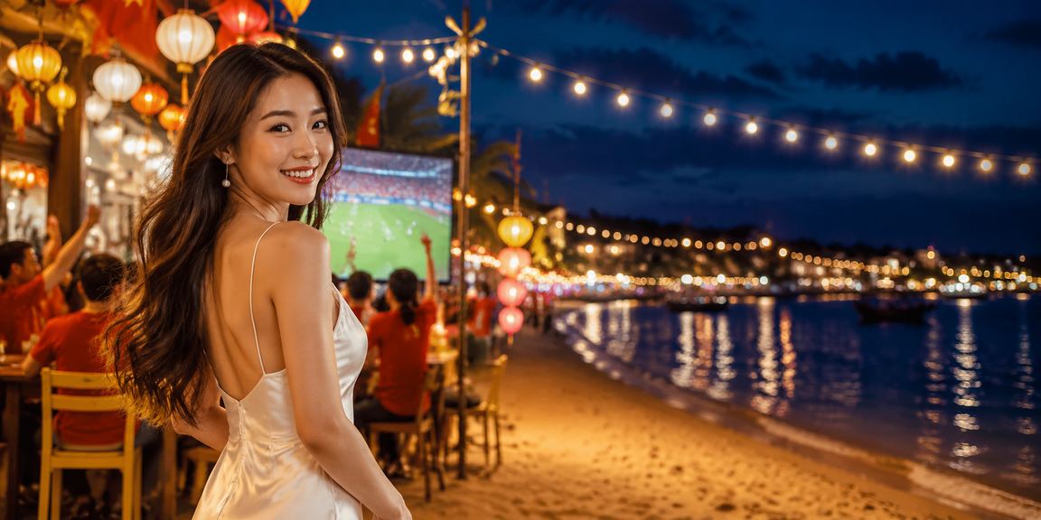 Người dùng tại Hội An đặt cược bóng đá dưới ánh đèn lồng truyền thống