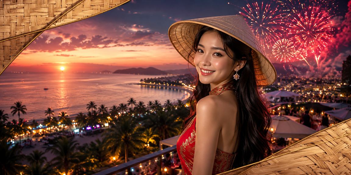 Người dùng Phú Quốc mặc nón lá tham gia xổ số và đánh giá nền tảng trực tuyến