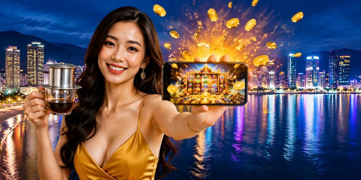 Người dùng tại Quy Nhơn chơi slot game bên tách cà phê buổi sáng